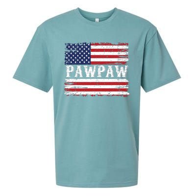 Pawpaw Vintage American Flag Patriotic Funny 4th Of July Sueded Cloud Jersey T-Shirt