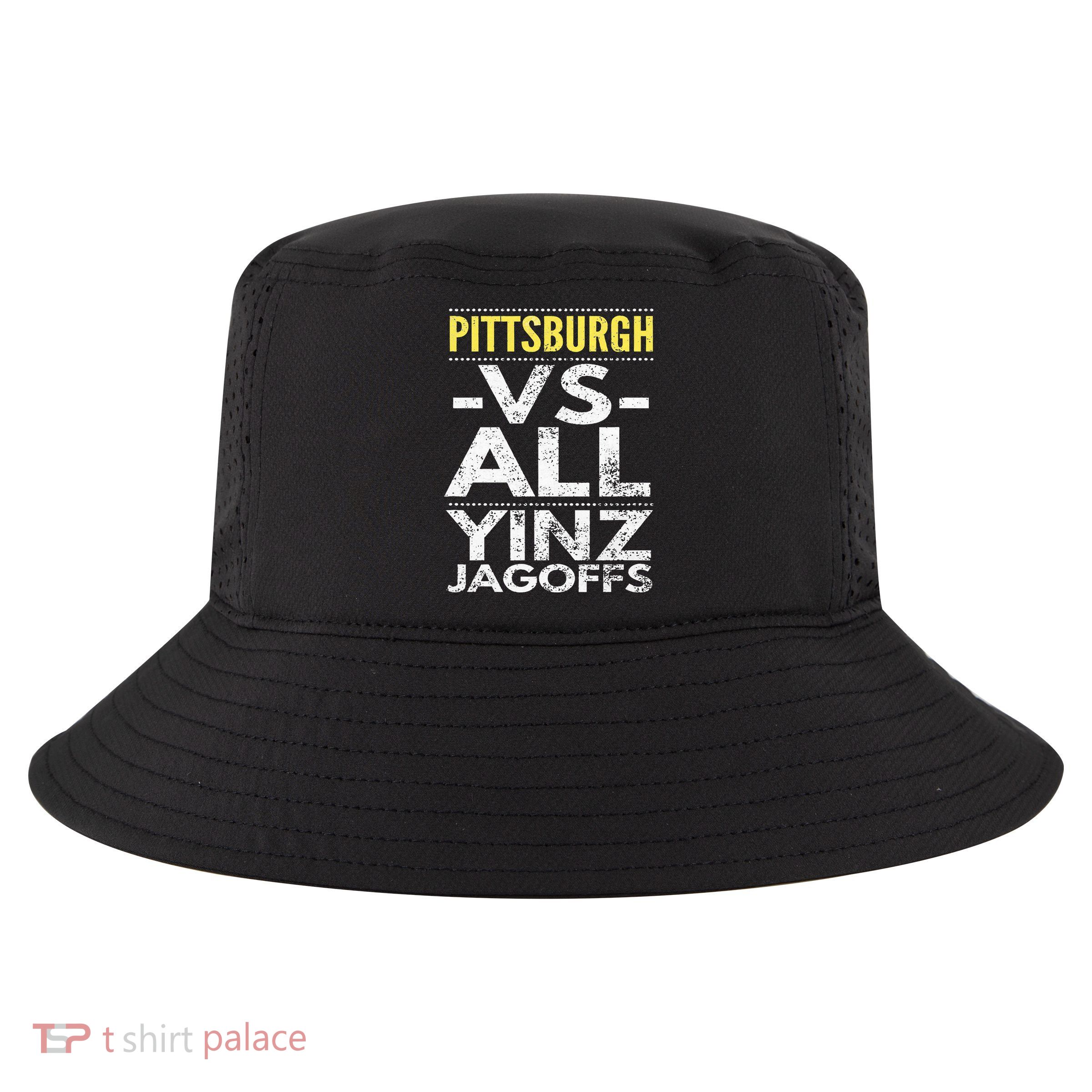 Pittsburgh Vs All Yinz Jagoffs Distressed Cool Comfort Performance Bucket Hat