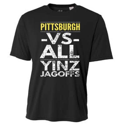 Pittsburgh Vs All Yinz Jagoffs Distressed Cooling Performance Crew T-Shirt