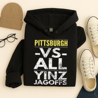 Pittsburgh Vs All Yinz Jagoffs Distressed Hoodie