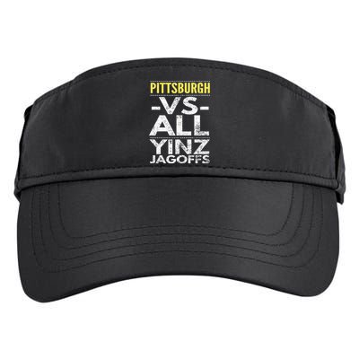 Pittsburgh Vs All Yinz Jagoffs Distressed Adult Drive Performance Visor