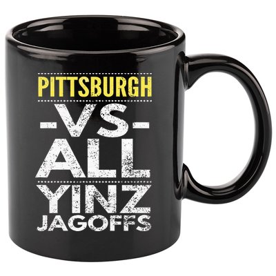 Pittsburgh Vs All Yinz Jagoffs Distressed 11oz C Handle Ceramic Mug
