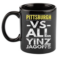 Pittsburgh Vs All Yinz Jagoffs Distressed 11oz C Handle Ceramic Mug