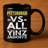 Pittsburgh Vs All Yinz Jagoffs Distressed 11oz C Handle Ceramic Mug