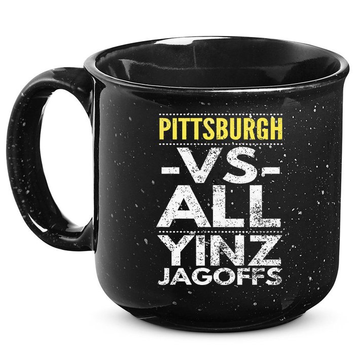 Pittsburgh Vs All Yinz Jagoffs Distressed 15oz Campfire Ceramic Mug