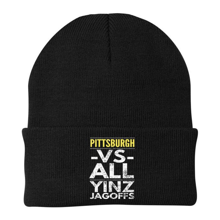 Pittsburgh Vs All Yinz Jagoffs Distressed Beanie