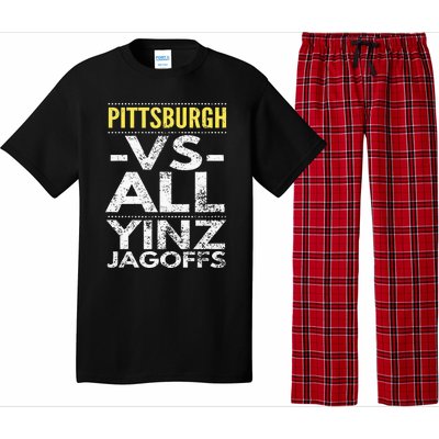 Pittsburgh Vs All Yinz Jagoffs Distressed Pajama Set