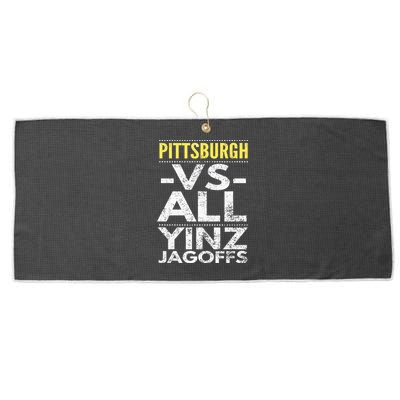 Pittsburgh Vs All Yinz Jagoffs Distressed Large Microfiber Waffle Golf Towel