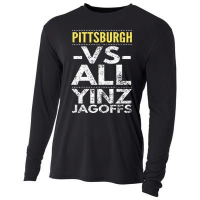 Pittsburgh Vs All Yinz Jagoffs Distressed Cooling Performance Long Sleeve Crew