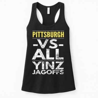 Pittsburgh Vs All Yinz Jagoffs Distressed Womens Tank Top