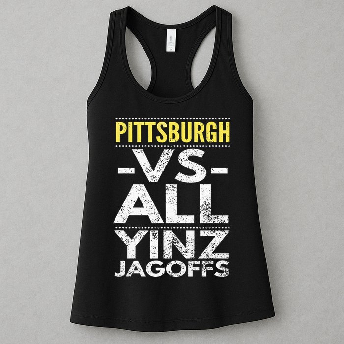 Pittsburgh Vs All Yinz Jagoffs Distressed Womens Tank Top