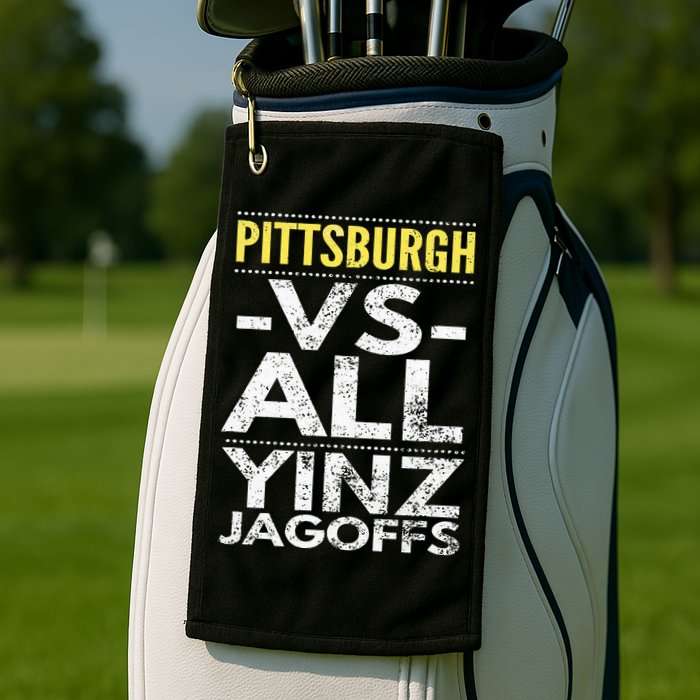 Pittsburgh Vs All Yinz Jagoffs Distressed Golf Towel