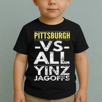 Pittsburgh Vs All Yinz Jagoffs Distressed Toddler T-Shirt