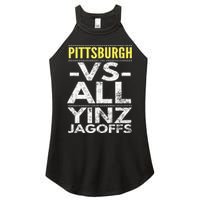 Pittsburgh Vs All Yinz Jagoffs Distressed Women's Perfect Tri Rocker Tank