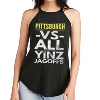 Pittsburgh Vs All Yinz Jagoffs Distressed Women's Perfect Tri Rocker Tank