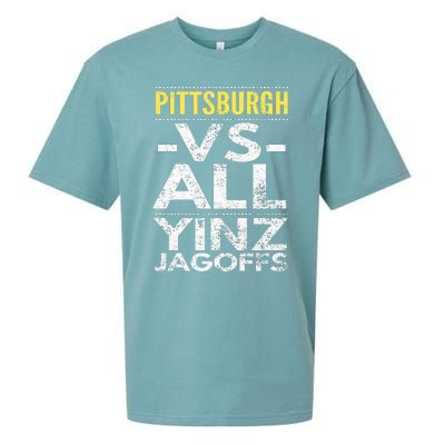 Pittsburgh Vs All Yinz Jagoffs Distressed Sueded Cloud Jersey T-Shirt