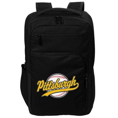 Pittsburgh Vintage Baseball Throwback Retro Design Impact Tech Backpack