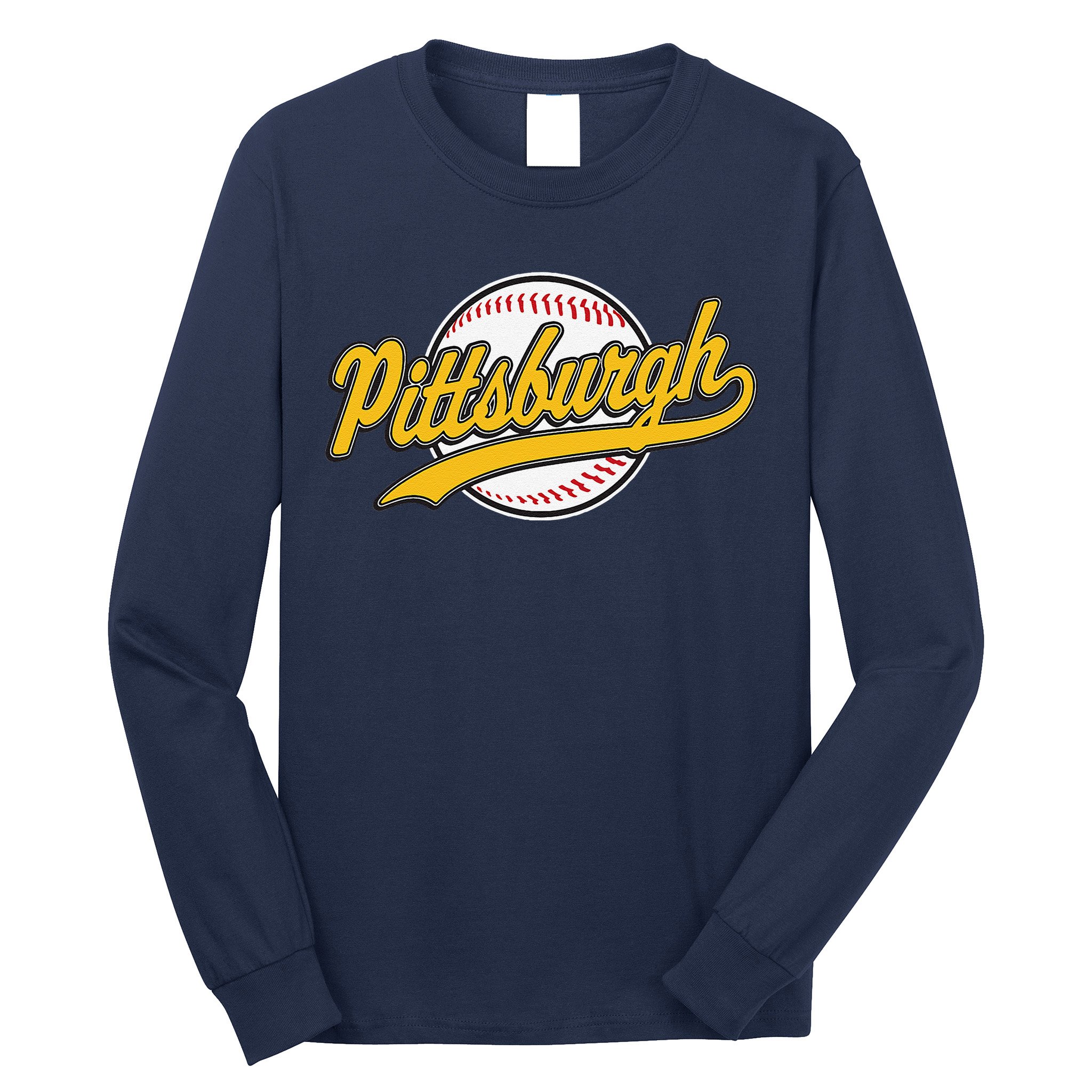 Pittsburgh Vintage Baseball Throwback Retro Design Long Sleeve Shirt