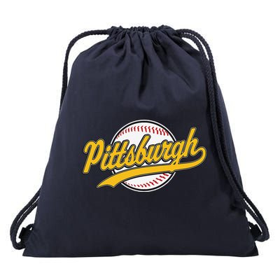 Pittsburgh Vintage Baseball Throwback Retro Design Drawstring Bag