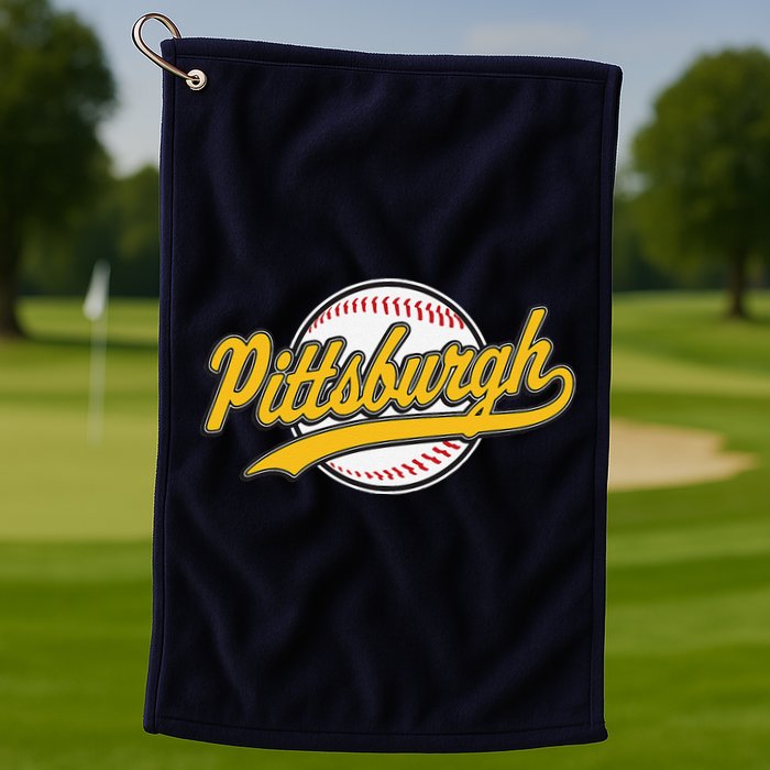 Pittsburgh Vintage Baseball Throwback Retro Design Golf Towel