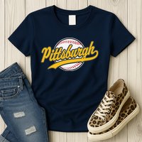 Pittsburgh Vintage Baseball Throwback Retro Design Womens T-Shirt