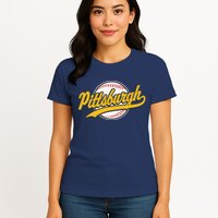 Pittsburgh Vintage Baseball Throwback Retro Design Womens T-Shirt
