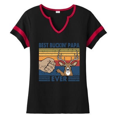 Ph Vintage Best Buckin Papa Ever Huntting Lover Costume Meaningful Gift Ladies Halftime Notch Neck Tee