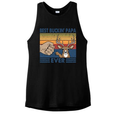 Ph Vintage Best Buckin Papa Ever Huntting Lover Costume Meaningful Gift Ladies PosiCharge Tri-Blend Wicking Tank