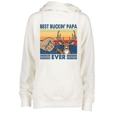 Ph Vintage Best Buckin Papa Ever Huntting Lover Costume Meaningful Gift Womens Funnel Neck Pullover Hood