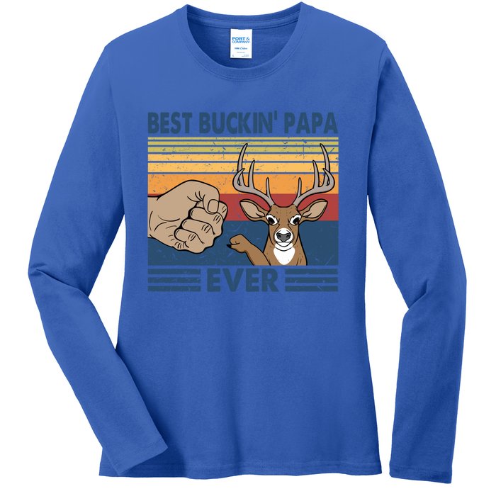 Ph Vintage Best Buckin Papa Ever Huntting Lover Costume Meaningful Gift Ladies Long Sleeve Shirt