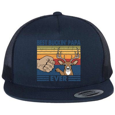 Ph Vintage Best Buckin Papa Ever Huntting Lover Costume Meaningful Gift Flat Bill Trucker Hat