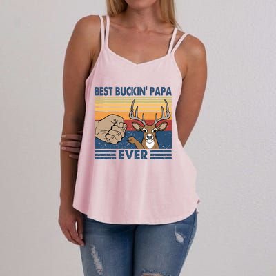 Ph Vintage Best Buckin Papa Ever Huntting Lover Costume Meaningful Gift Women's Strappy Tank