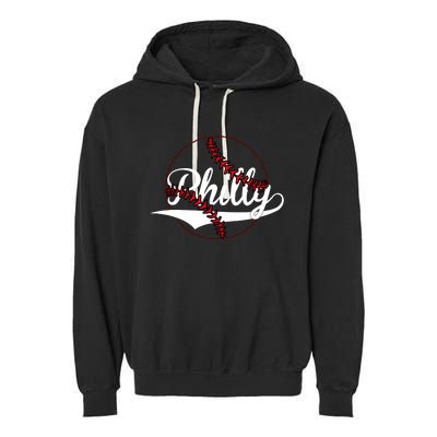 Philly Vintage Baseball Lovers Baseball Fans Garment-Dyed Fleece Hoodie