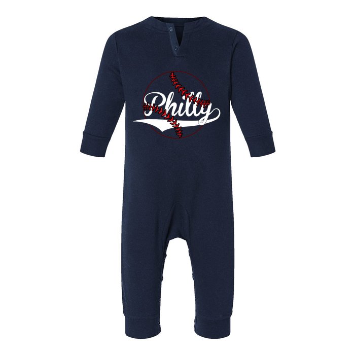 Philly Vintage Baseball Lovers Baseball Fans Infant Fleece One Piece