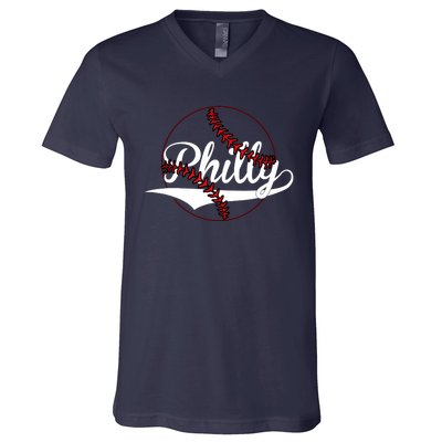 Philly Vintage Baseball Lovers Baseball Fans V-Neck T-Shirt