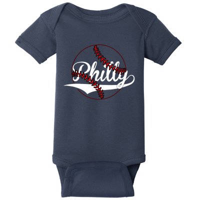 Philly Vintage Baseball Lovers Baseball Fans Baby Bodysuit