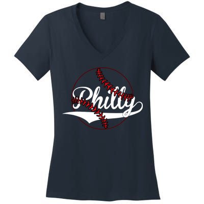 Philly Vintage Baseball Lovers Baseball Fans Women's V-Neck T-Shirt