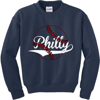 Philly Vintage Baseball Lovers Baseball Fans Kids Sweatshirt