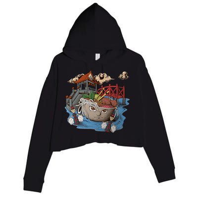 Pho (Vietnamese Beef Noodle Soup) In Northern Vietnam Crop Fleece Hoodie