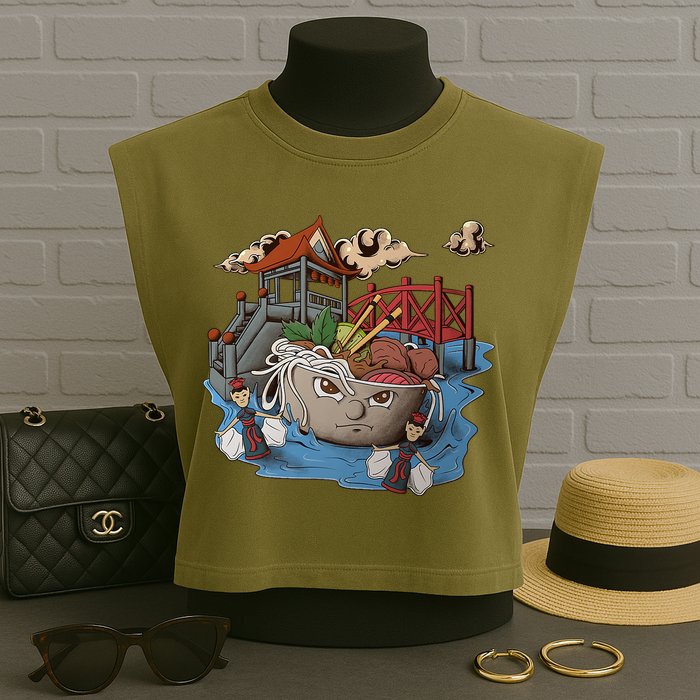 Pho (Vietnamese Beef Noodle Soup) In Northern Vietnam Garment-Dyed Women's Muscle Tee