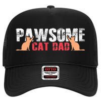 PAWSOME Vintage Best Cat Dad Ever Cat Daddy Gift High Crown Mesh Back Trucker Hat