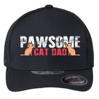 PAWSOME Vintage Best Cat Dad Ever Cat Daddy Gift Flexfit Unipanel Trucker Cap