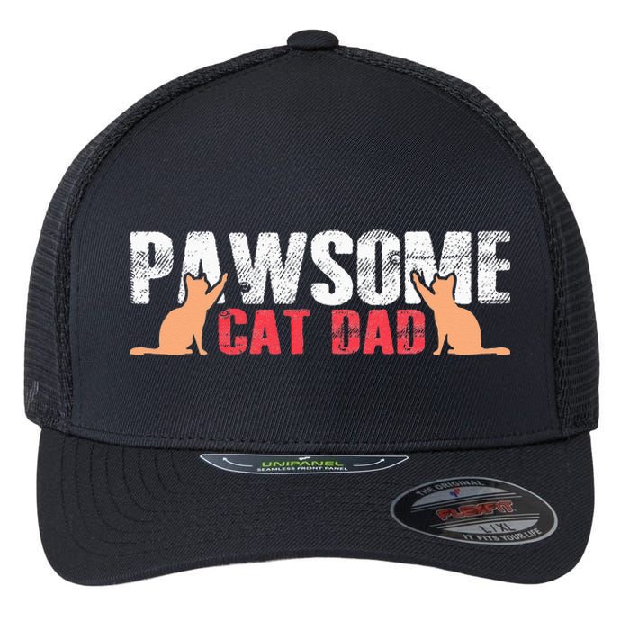 PAWSOME Vintage Best Cat Dad Ever Cat Daddy Gift Flexfit Unipanel Trucker Cap