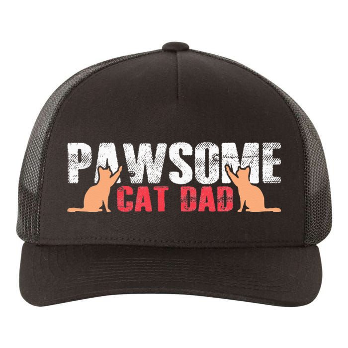 PAWSOME Vintage Best Cat Dad Ever Cat Daddy Gift Yupoong Adult 5-Panel Trucker Hat