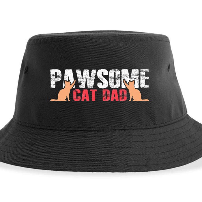 PAWSOME Vintage Best Cat Dad Ever Cat Daddy Gift Sustainable Bucket Hat