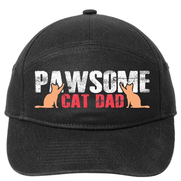 PAWSOME Vintage Best Cat Dad Ever Cat Daddy Gift 7-Panel Snapback Hat