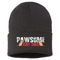 PAWSOME Vintage Best Cat Dad Ever Cat Daddy Gift Sustainable Knit Beanie