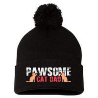 PAWSOME Vintage Best Cat Dad Ever Cat Daddy Gift Pom Pom 12in Knit Beanie