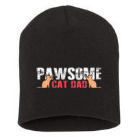 PAWSOME Vintage Best Cat Dad Ever Cat Daddy Gift Short Acrylic Beanie