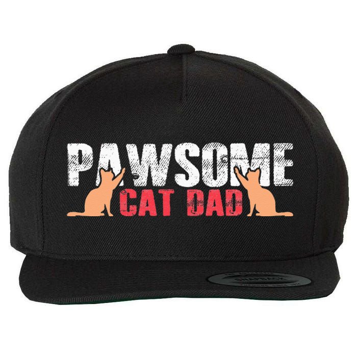 PAWSOME Vintage Best Cat Dad Ever Cat Daddy Gift Wool Snapback Cap